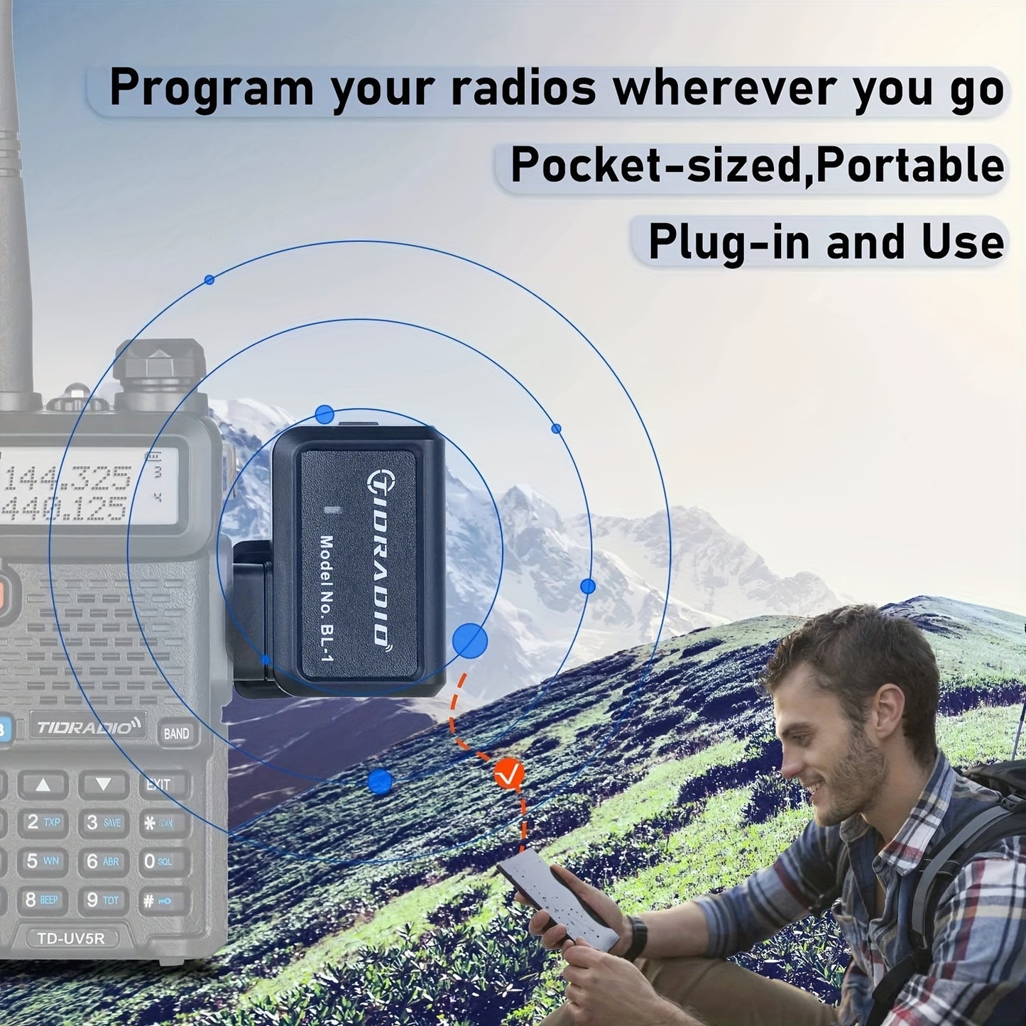 TIDRADIO Ham Radio Wireless Programmer Adapter APP and PC Program Multiple Models No Driver Issues Instead of Program Cable