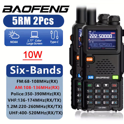 Baofeng UV-5RM Long Range Walkie Talkie, 10W High Power, Dual Band (UHF/VHF), 6-Band FM Radio, Rechargeable Battery, Clear Communication Up To 10 Miles, Compact & Durable Design Portable Radio, Sturdy Build, Intercom System,
