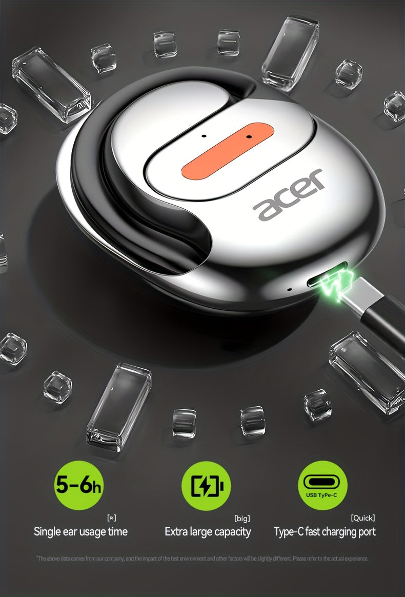 Acer True Wireless Earphones with Microphone, TWS Headphones, Touch Volume, Wireless Sports Earhooks, LED Display Charging Case, Half Open Back, HD Talk, Compatible with Mobile Phones, Rechargeable Battery, Type-C Charging, S