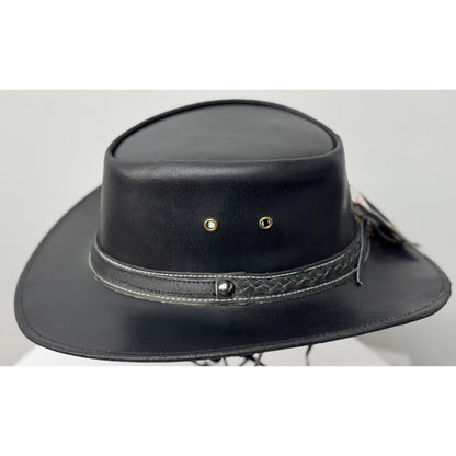 Black Western Style Genuine Cowhide Cowboy Hat – Shapeable Wide Brim for Men & Women