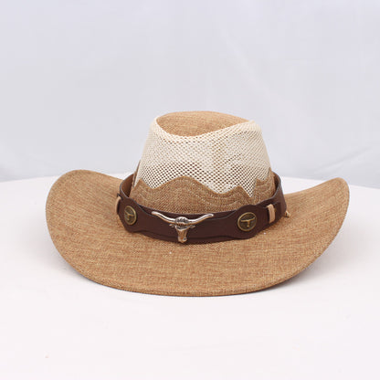 1pc Western Cowboy Hat - Lightweight Wide Brim Sun Protection, /BrownRed, for Western, Festival, Everyday, Themed Parties - Unisex Cowboy Hat for Men & Women - Ideal Western Costume Accessory Gift, Festival Gear