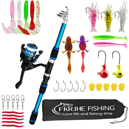 1-Piece Spinning Fishing Rod and Reel Combo - 70.87inch Telescopic Saltwater-Freshwater Heavy-Drag System (11.02LB), 5.2:1 Gear Ratio & 3BB Bearing Reel, Medium- Power Fishing Rod with Full Accessories Kit for Surf, Pike, Tro