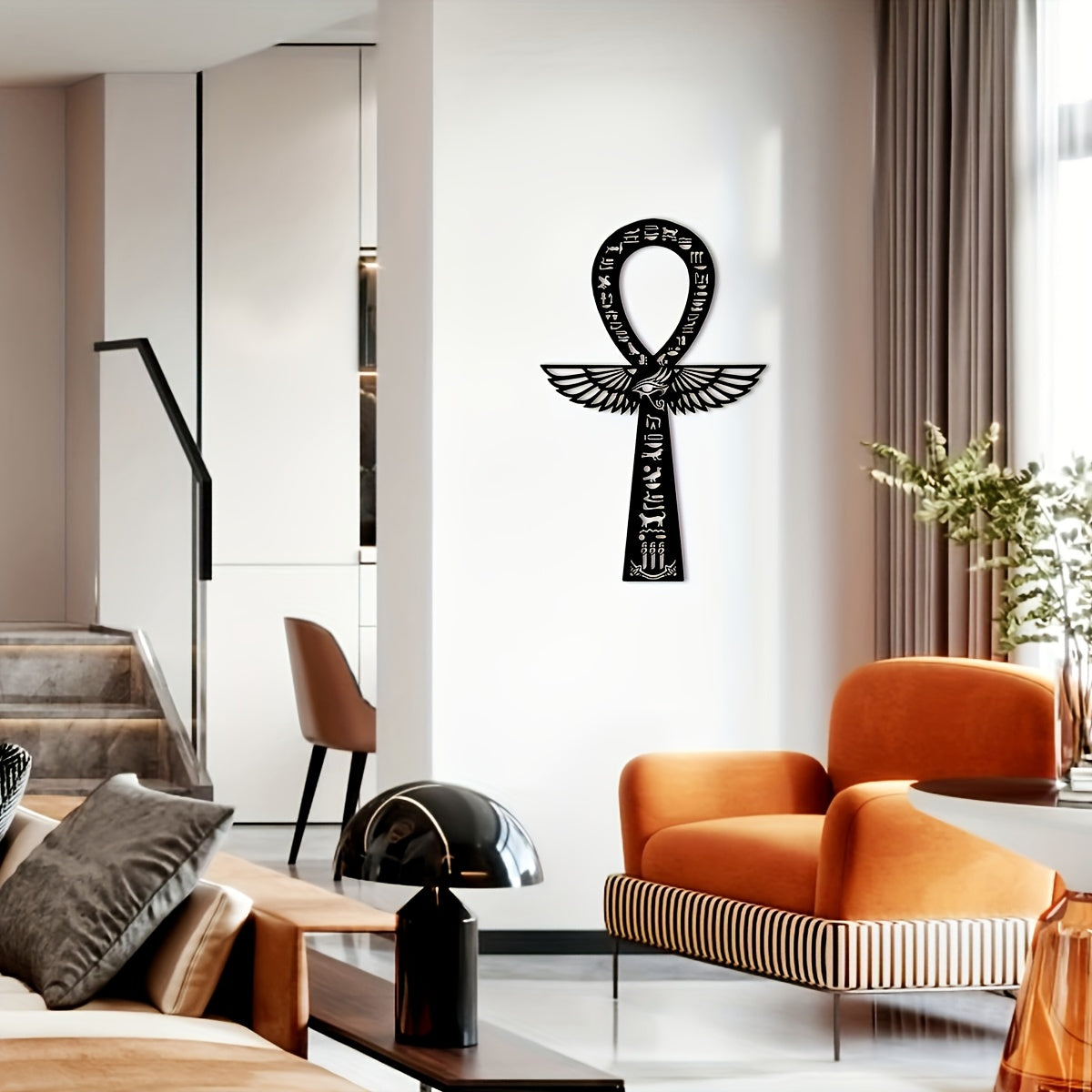 1pc Room Decor Iron Ankh Wall Art - Egyptian Hieroglyphic Symbol, Nile River Ankh, Ancient Egyptian Decor, Spiritual Key to Life - For Home Decor Enthusiasts & Spiritual Seekers - Perfect Gift for Housewarming & Birthday