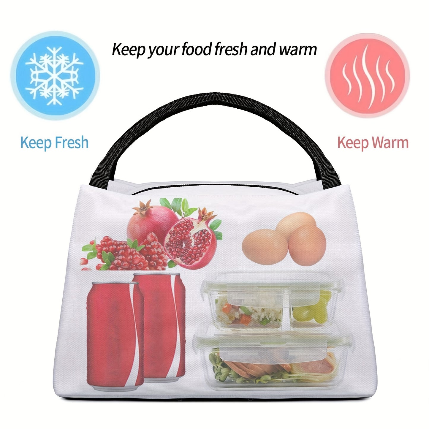 1pc Egyptian-Themed Insulated Lunch Bag – Portable & Reusable Cooler Tote with Hieroglyphic Patterns, Black Handles, Perfect for Home, Office, Outdoor Use, and Gifts for Friends, Teens, and Family, Lunch Bag Insulated