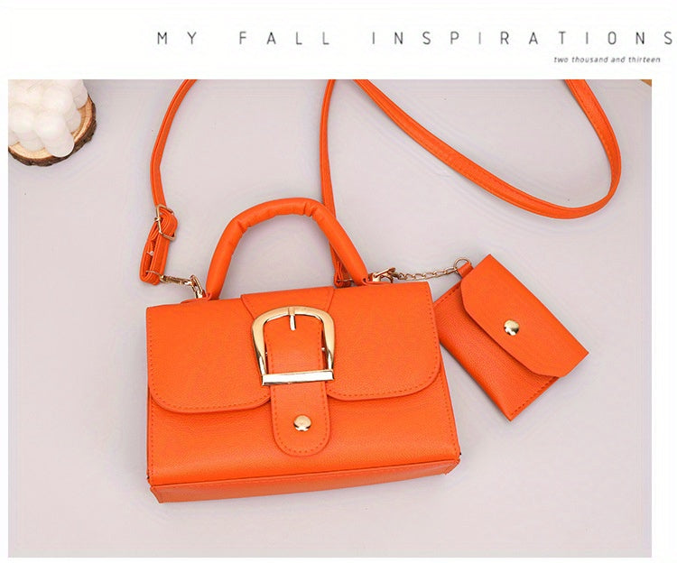[Square Crossbody Bag] Women'S Small Square Crossbody Bag - Lightweight Synthetic Purse with Snap Closure, Compact Everyday & Formal Bag in Orange, Pink, Blue, Yellow, White, Black - Minimalist Chic Handbag for Women, Crossbo