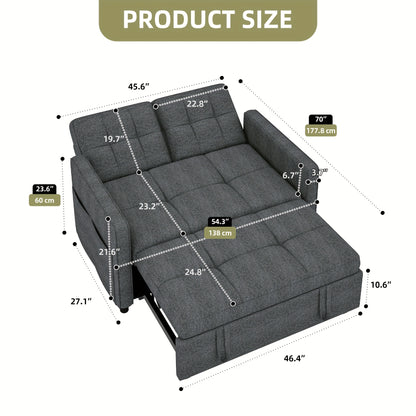 Sablyme 3-in-1 Convertible Sleeper Chair Sofa Bed, Convertible Sofa Bed with Pull- Out Bed, Adjustable Pull-Out Sleeper with Multi-Pocket Folding Design, Linen Fabric Sofa with Side Storage Pockets And Adjustable Backrest, fo