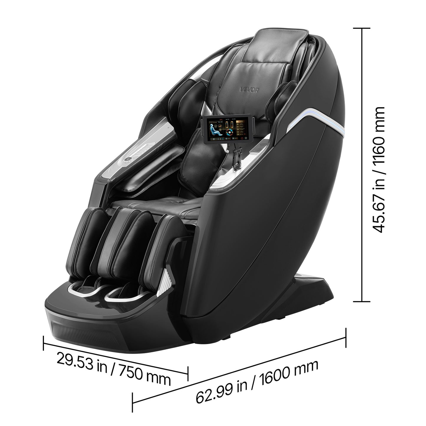 VEVOR Dual-Core 4D+3D Full Body Massage Chair, with Extended SL Track, Deep Yoga Stretch, Electric Extendable Footrest, TFT, AI Voice Control, Heat, Airbags, Armrest Controls, Wheels