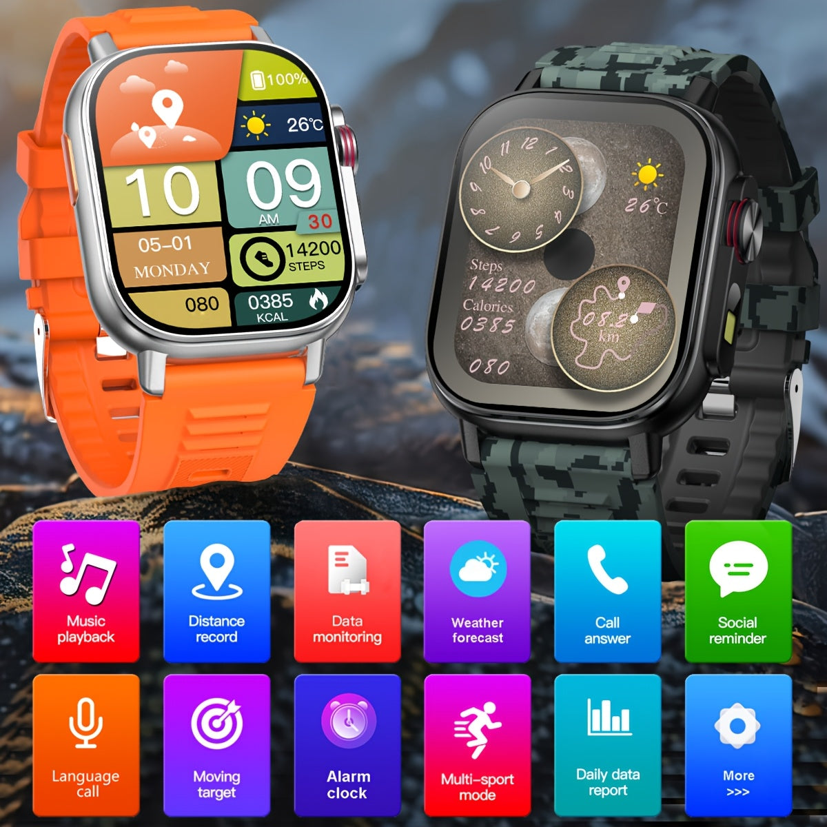 COIUSOR New 2, 01-inch GPS Smartwatch, GPS Location, Wireless Calling and SMS Alerts, Compass, Altitude, Pressure, IP68, 100 Sports Modes Fitness Tracking Smartwatch, Suitable for IOS and Android Phones, Suitable for Men and