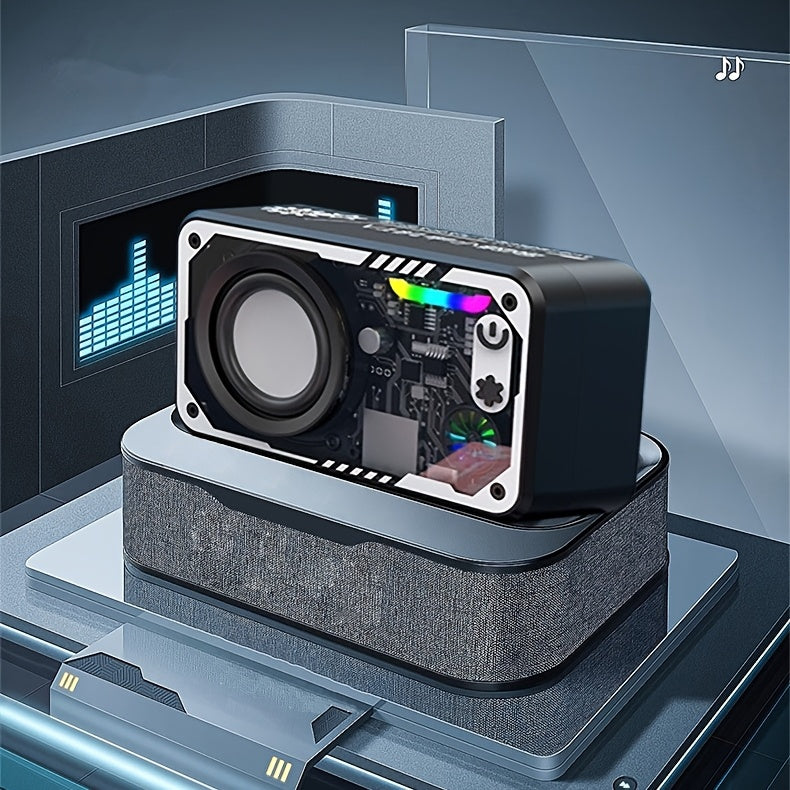 New Transparent LED Mini Machine Wind Speaker, RGB Seven Color Light Effect Speaker, 5W Portable Small Bluetooth Speaker Shock Sound Super Long Standby Support TF Card, Bluetooth Connection Function, Creative Gifts, Holiday G