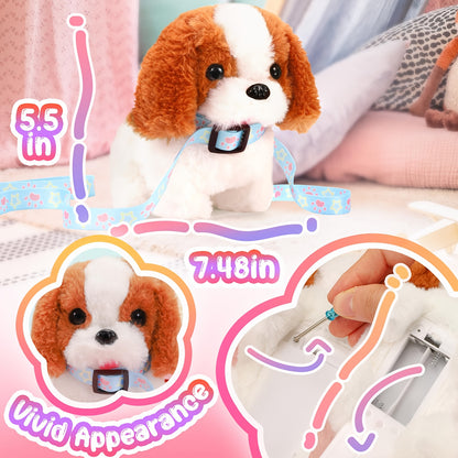 Interactive Brown Border Collie Robot Puppy Toy - Realistic Plush Dog with Barking, Walking & Tail Wagging, Expressive Eyes & Fluffy Coat - Educational Gift with Gift Box for Birthdays, Holidays, Parties - Compatible with Sma