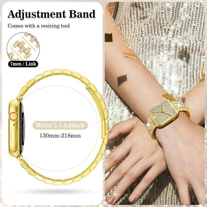 Sparkling Synthetic Zirconia - Embellished Zinc Alloy Apple Watch Strap, Stainless Steel Clasp, Compatible with iWatch 1 - 10, SE, Ultra (38 - 49mm) Excluding the watch and the case, Strap for Smart Watch, Watch Accessories,