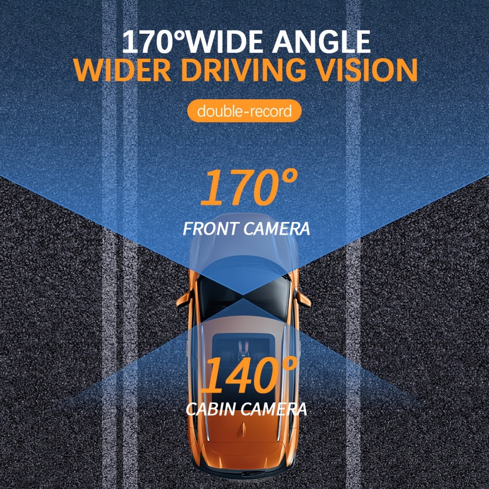 FHD 1080P Front And Rear Dual-Lens Driving Recorder, Car Driving Recorder, Car Camera Infrared Night Vision Function, 170° Wide-Angle Car DVR Camera Loop Video Gravity Sensing Car Dashboard Video Camera, Automotive Parts Tac