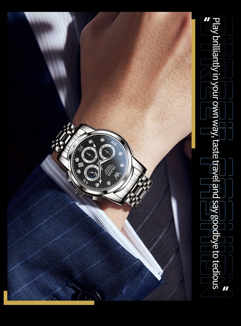 OLEVS Stainless Steel Luminous Business Quartz Watches For Men Luxury Top Brand Fashion Original Men'S Wrist Watches Classic New Trend High Quality Best Selling Men'S Watches