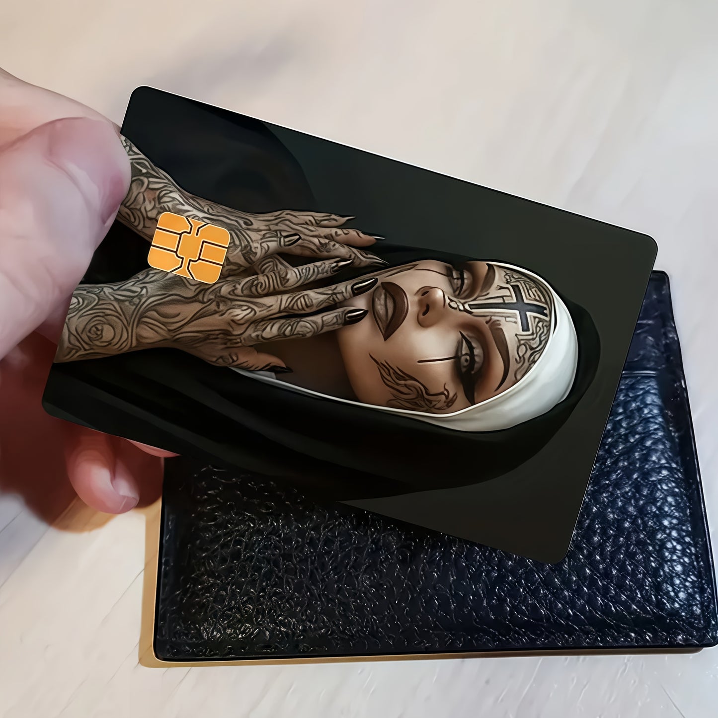 Elegant Nun-Themed Ultra-Thin Non-Residue PVC Sticker - Scratch-Resistant & Anti-Slip, High-Quality Vinyl Decal for Credit Cards, Bank Cards, Debit Cards, Passports, Key Cards