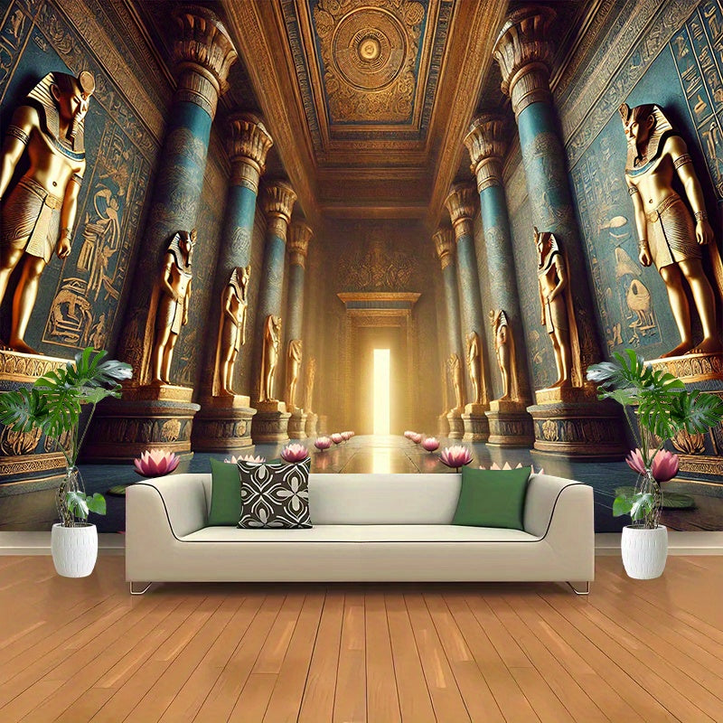 1pc, Ancient Egyptian Golden Hall, Polyester 71*91inch Party Banner, No Power Required, Easy to Hang Background Cloth, Suitable for Living Room, Bedroom, Office, Outdoor Durable Wall Hanging, Yard Decoration, Holiday Decorati