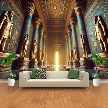 1pc, Ancient Egyptian Golden Hall, Polyester 71*91inch Party Banner, No Power Required, Easy to Hang Background Cloth, Suitable for Living Room, Bedroom, Office, Outdoor Durable Wall Hanging, Yard Decoration, Holiday Decorati