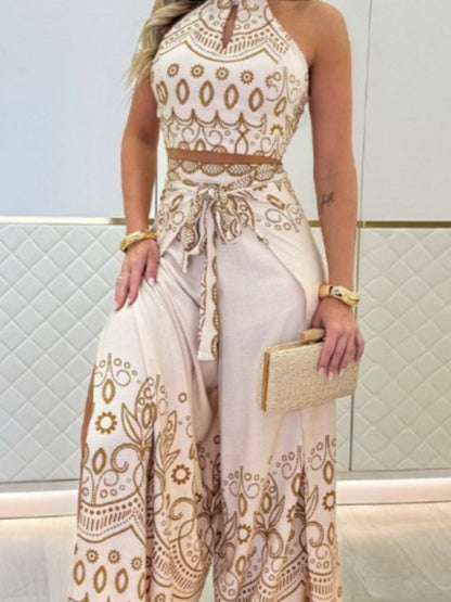 SCACTO Women'S Elegant A-Line Midi Dress with V-Neck & Floral Print - Beige & Golden Ruffled Hem, Wrinkle-Resistant Fabric, All-Season Versatile Day-to-Night Wear, Structured Waist for Weddings, Parties, Office & Semi-Formal