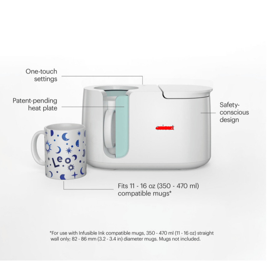 C.ri.cut Mug Press™, Portable Heat Press, Mini Heat Press Machine, Portable, 3 Modes, Adjustable Temperature Control, Compact Design for DIY Projects, Portable Electric Heat Press Machine, Ideal for Crafts & Fabric, Include