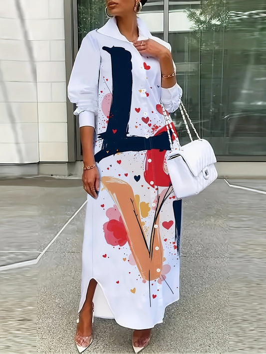 Women'S Elegant Floral Print Shirt Dress - Long Sleeve, Button-Up Collar, Lightweight, Perfect for Spring/Summer/Fall, Casual to Formal Wear, Casual Attire|Floral Print Dress| Fabric
