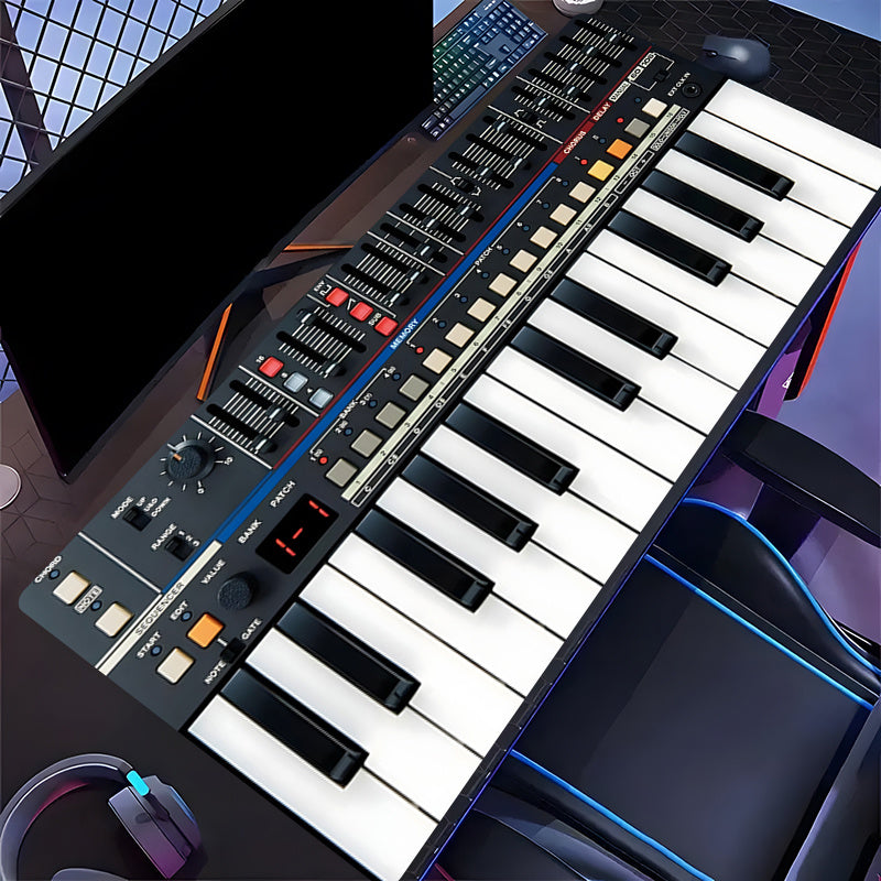 Extra Large Extended Synth Keyboard Mouse Pad - Non-Slip Desktop Mat (35.4x15.7 inches) - Full Keyboard Layout with Controls - Suitable for Music Producers, DJs, DAWs like Ableton