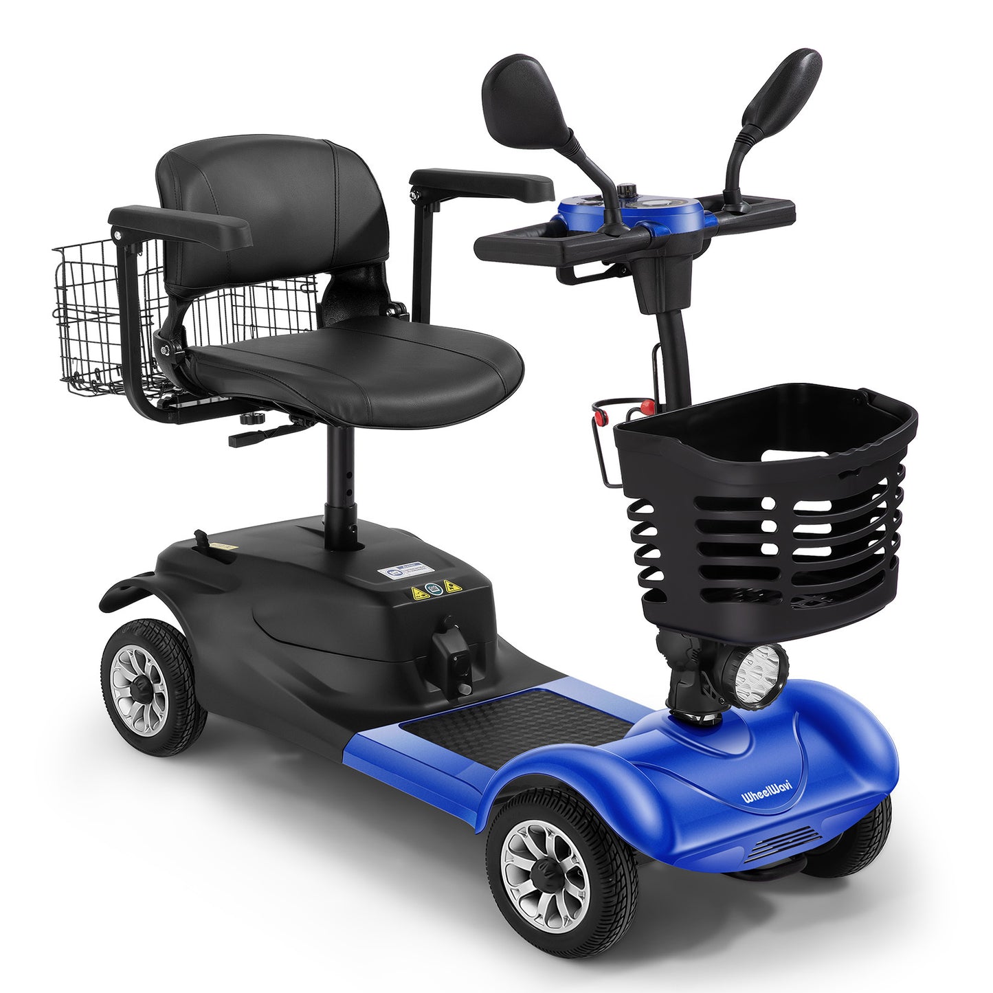 Heavy-Duty 4-Wheel Mobility Scooter For Seniors & Adults - 250W Motor, 14.9-Mile Range, 330LBS Load, 8" All-Terrain Solid Tires, Foldable Lightweight, Dual-Power Battery, Rearview Mirror, Indoor/Outdoor Use, Trunk Storage, Lo