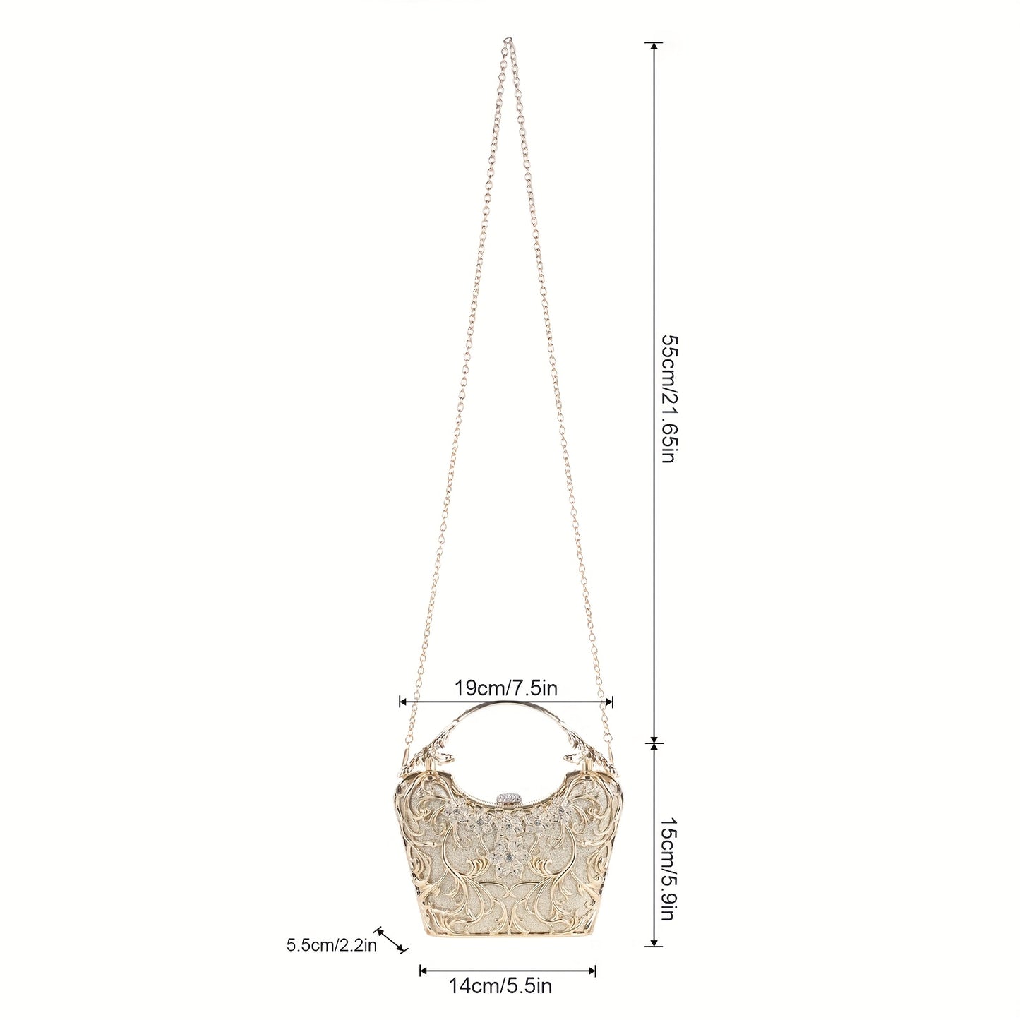 Perfect for Weddings, Proms & Formal Events - Handcrafted Rhinestone Clutch Purse - Luxurious Floral Evening Bag for Women - Elegant Dinner Handbag with Glittering Rhinestones & Golden-Tone Metal Handle