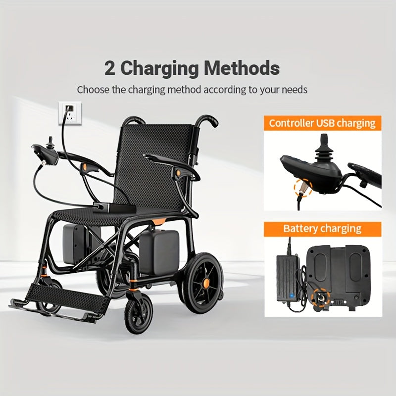 100% Carbon Fiber Electric Wheelchair 28lbs Ultra-Light Foldable No Assembly Required Dual Batteries 28-Mile Range All-Terrain Capable And FAA Approved