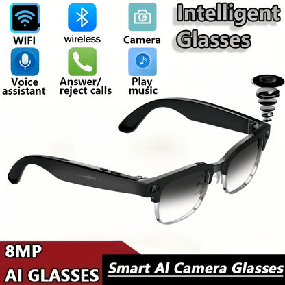 Smart Glasses for Taking Photos, 8MP Digital Video Camera, Sports Goggles, Half-Frame, Lightweight, Suitable for Travel, Camping And Outdoor Activities, Adventure Gear, Modern Design, Versatile, Compact And Portable, High-Qua