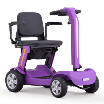 Foldable Mobility Scooter for Adults & Senior, 4 Wheels Powered Device for Travel, Lightweight and Portable, with LED Strip Light, Storage Bag, Charger Included, No Assemble Required