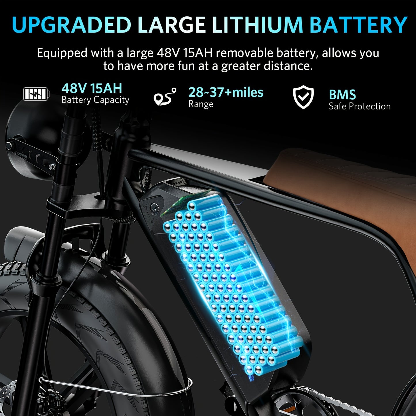 Electric Bike, V8 Electric Mountain Bike With 740W Motor 48V 15Ah Removable Larger Battery 25km/h 20" Fat Tire E Bike 7-Speed Adult Electric Bicycles, Electric Dirt Bike, Electric Mountain Bike, Electric Bicycle For Adults, E