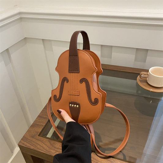 Cross Border Popular Violin Shaped Backpack, Artistic Temperament Backpack, Versatile and Fashionable Hand-held Shoulder Bag, Crossbody Violin Bag
