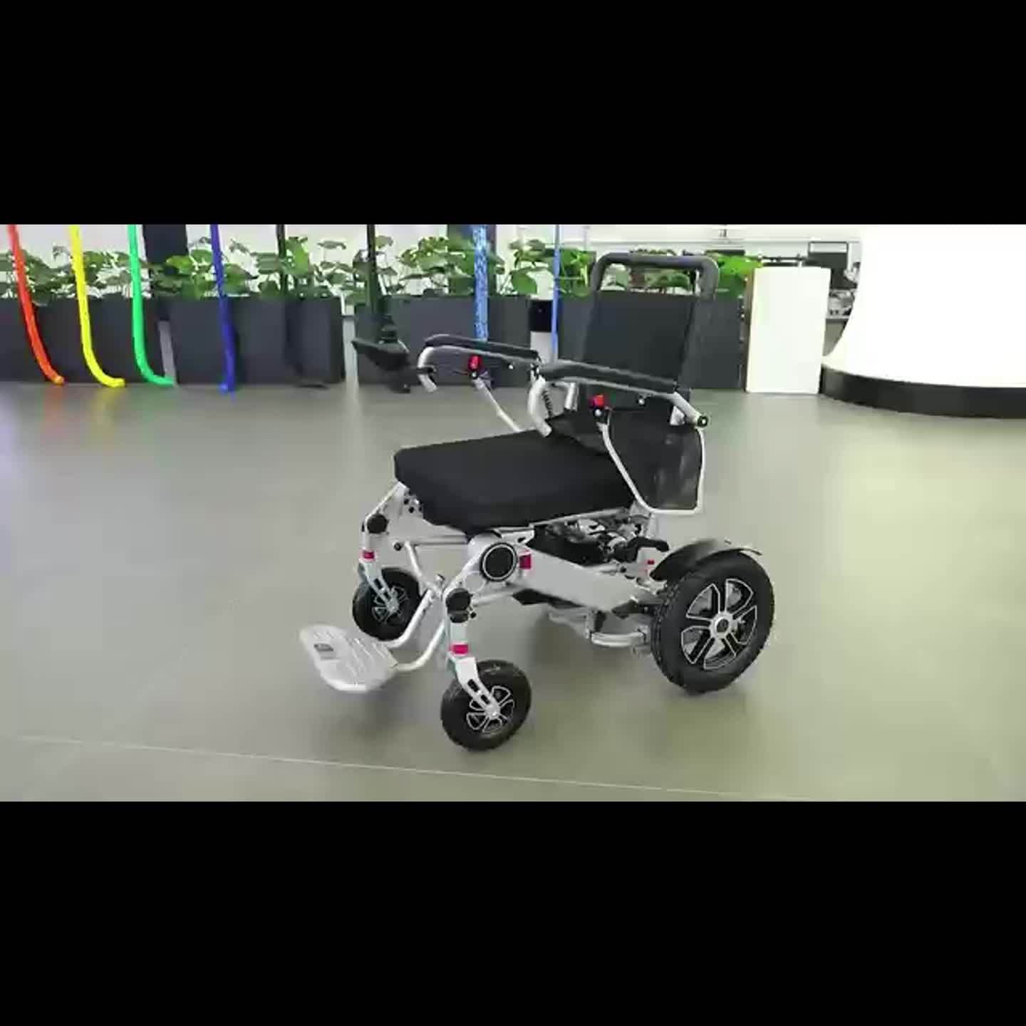 Nihhcune 23-Mile Long Range Portable Adult Electric Wheelchair - Aviation Aluminum Alloy Frame, 300 lbs Capacity, Dual Spare Batteries, One-Step Fold/Unfold, Lightweight Travel-Ready Design w/Black Cushion & Padded Seat