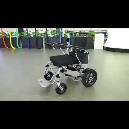 Nihhcune 23-Mile Long Range Portable Adult Electric Wheelchair - Aviation Aluminum Alloy Frame, 300 lbs Capacity, Dual Spare Batteries, One-Step Fold/Unfold, Lightweight Travel-Ready Design w/Black Cushion & Padded Seat