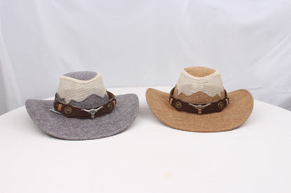 1pc Western Cowboy Hat - Lightweight Wide Brim Sun Protection, /BrownRed, for Western, Festival, Everyday, Themed Parties - Unisex Cowboy Hat for Men & Women - Ideal Western Costume Accessory Gift, Festival Gear