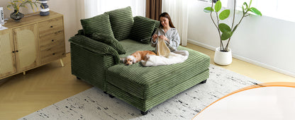 MOTOOS 56" Oversized Sofa Bed, Corduroy Recliner Oversized Sofa, Recliner Bed with Throw Pillows and Armrests, Upholstered Comfortable Sleeper Reading Chair for Living Room, Bedroom, Movie Room