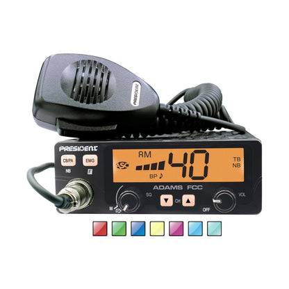 212 Main Compact AM Mobile CB Radio with 7 Color LCD Display Talk-Back Roger Beep &amp; Auto Squelch