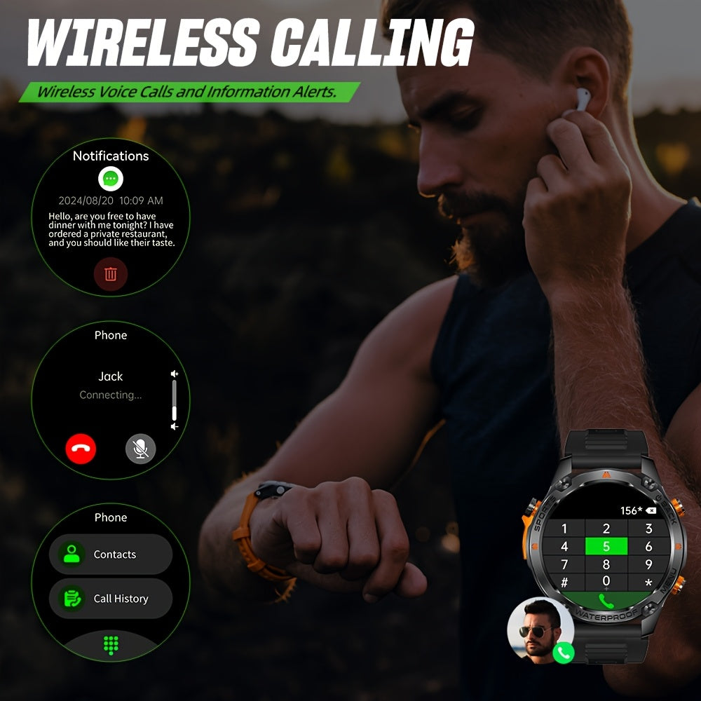 GPS smart watch for all kinds of outdoor sports, ultra-clear AMOLED screen, alloy frame, with compass, barometer, 5ATM High Quality, HD call, information push, health monitoring, 100 sports tracking, compatible with Android a