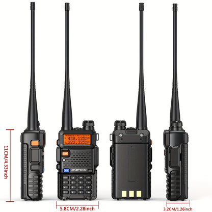 2-Pack BAOFENG Multi-Band Ham Radio Handheld - Long Range Walkie Talkies with 5RX Upgraded Technology, Portable Two-Way Radio for Adults, Camping, Hiking, Trip, Frequency Copy, AirBand, Chirp Compatible, UV-5R Upgraded Versio