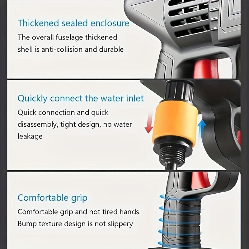 1 Wireless High Pressure Water Gun, Portable Cordless Car Washing Tool, Powerful Car Washing Tool, Garden Hose Nozzle, Multi-functional Watering Tool, Suitable for Home, Garden  Car  Elevator.., Power Washer, Portable Car Was