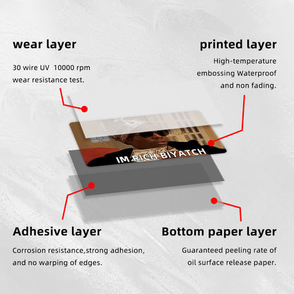 4pcs Waterproof PVC Card Skins - Funny "I'M RICH BIYOTCH" Golden Card Design Stickers | Scratch-Resistant, Non-Slip Glossy-like for Credit/Debit Cards & Keychains | Ultra-Thin Durable Disposable VIP-Style Protectors (Matte Vi