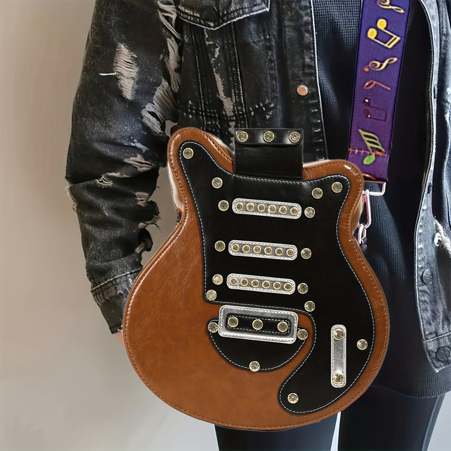 Guitar-Shaped Multifunctional Crossbody Bag - Unique Musical Instrument Style Shoulder Bag for Music Lovers, Trendy Daily Purse