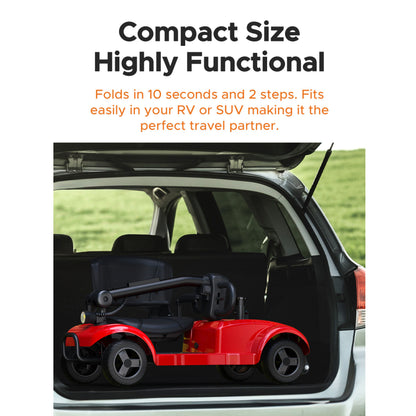 ENGWE Folding 4-Wheel Mobility Scooter, 250W Motor, 24V 12Ah Battery, 15.5-Mile Range, 8" Solid Tires, 265 lbs Capacity, Detachable Basket, Front Light, Compact & Portable for Travel, Shopping, Perfect Gift for Mom's Special