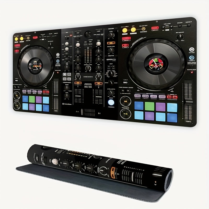 Extra-Large DJ Mixer Gaming Desk Mat - 35.4"x15.7" (90x40cm) Non-Slip Music Production Station with DJ Equipment Layout, Keyboard & Mouse Pad for Home Studio, DAW Control, Ideal Gift for DJs & Music Producers - Vibrant DJ Set