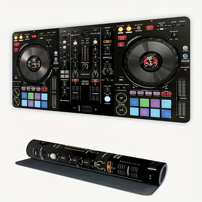 Extra-Large DJ Mixer Gaming Desk Mat - 35.4"x15.7" (90x40cm) Non-Slip Music Production Station with DJ Equipment Layout, Keyboard & Mouse Pad for Home Studio, DAW Control, Ideal Gift for DJs & Music Producers - Vibrant DJ Set
