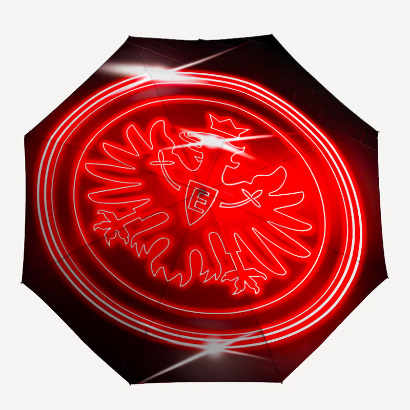 Frankfurt Neon Sign Automatic Folding Umbrella - 8-Rib Durable Windproof Design, Portable Travel Umbrella with Vibrant Red & White Neon Artwork, Compact & Lightweight for Commuting, Gifts, Commuting Umbrella, Stylish Umbrella