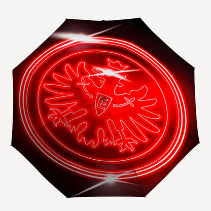 Frankfurt Neon Sign Automatic Folding Umbrella - 8-Rib Durable Windproof Design, Portable Travel Umbrella with Vibrant Red & White Neon Artwork, Compact & Lightweight for Commuting, Gifts, Commuting Umbrella, Stylish Umbrella