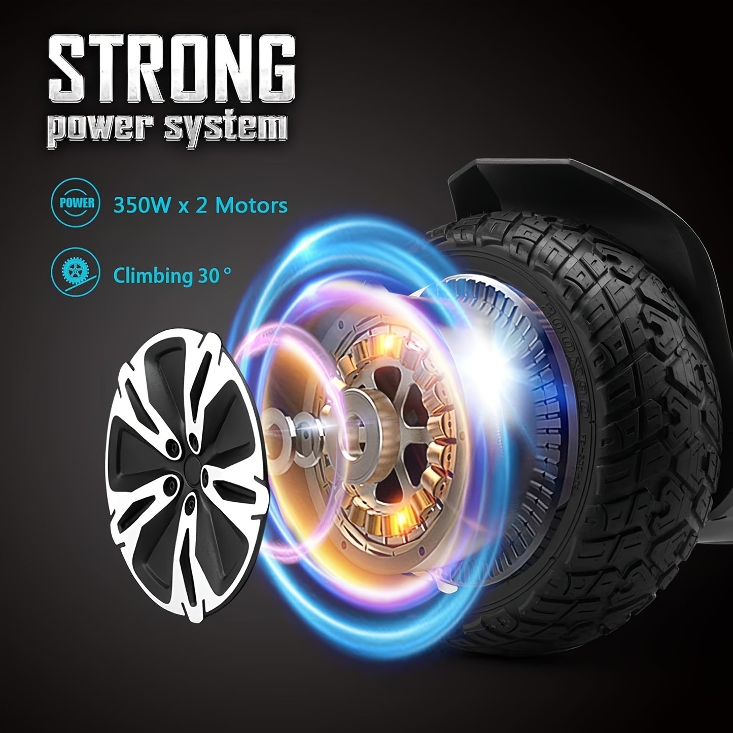 Warrior 8.5" All-Terrain Off-Road Electric Balance Scooter with LED Lights & Music Speakers | Perfect Gift for Teens, Families & Friends | Experience Thrilling Outdoor Adventures!, Electric Scooter for Women, Scooter for Men,