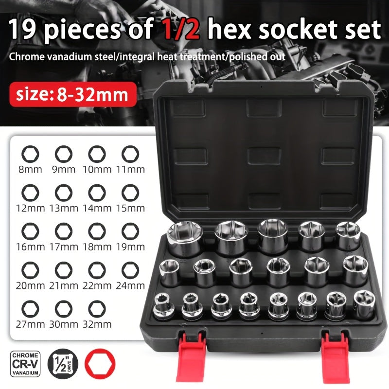 19pcs 6-Point Socket Set, Summer Fly Ratchet Wrench, Multifunctional Repair Tool, Home Installation Sockets