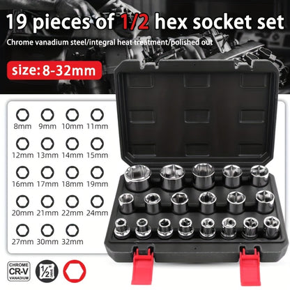 19pcs 6-Point Socket Set, Summer Fly Ratchet Wrench, Multifunctional Repair Tool, Home Installation Sockets