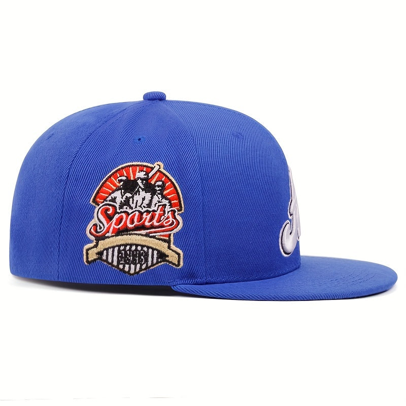 AC Embroidered Snapback Cap for Men & Women - Outdoor Sports Fashion Flat Brim Hat with Side Lettering, Hand Washable Acrylic Knit Fabric - Single Pack - For Sports Enthusiasts & Casual Wear - Perfect Gift for Outdoor Lovers